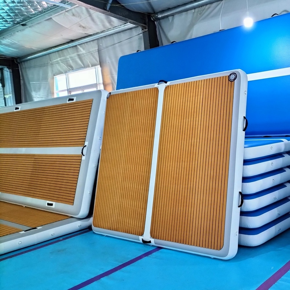 OEM ODM drop stitch DWF material water park equipment floating air pontoon inflatable dock deck platform