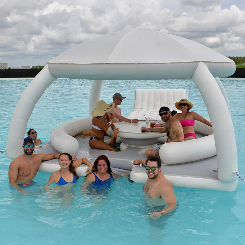 Custom Design Inflatable Floating Platforms Jet Ski Dock Inflatable Water Floating Banas With Tent