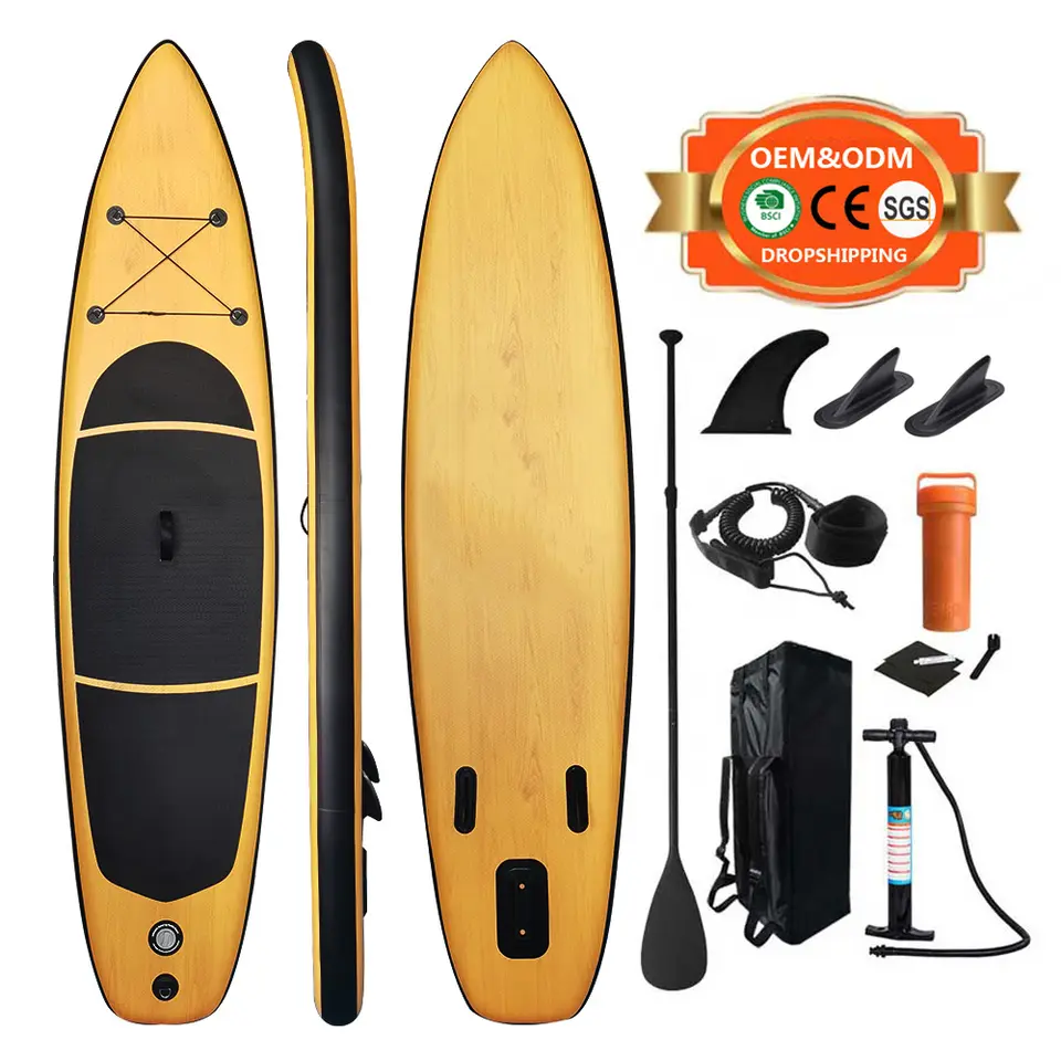 Hot sale surfing paddleboards top quality popular custom wood grain inflatable sup paddle board Cheap surfboards