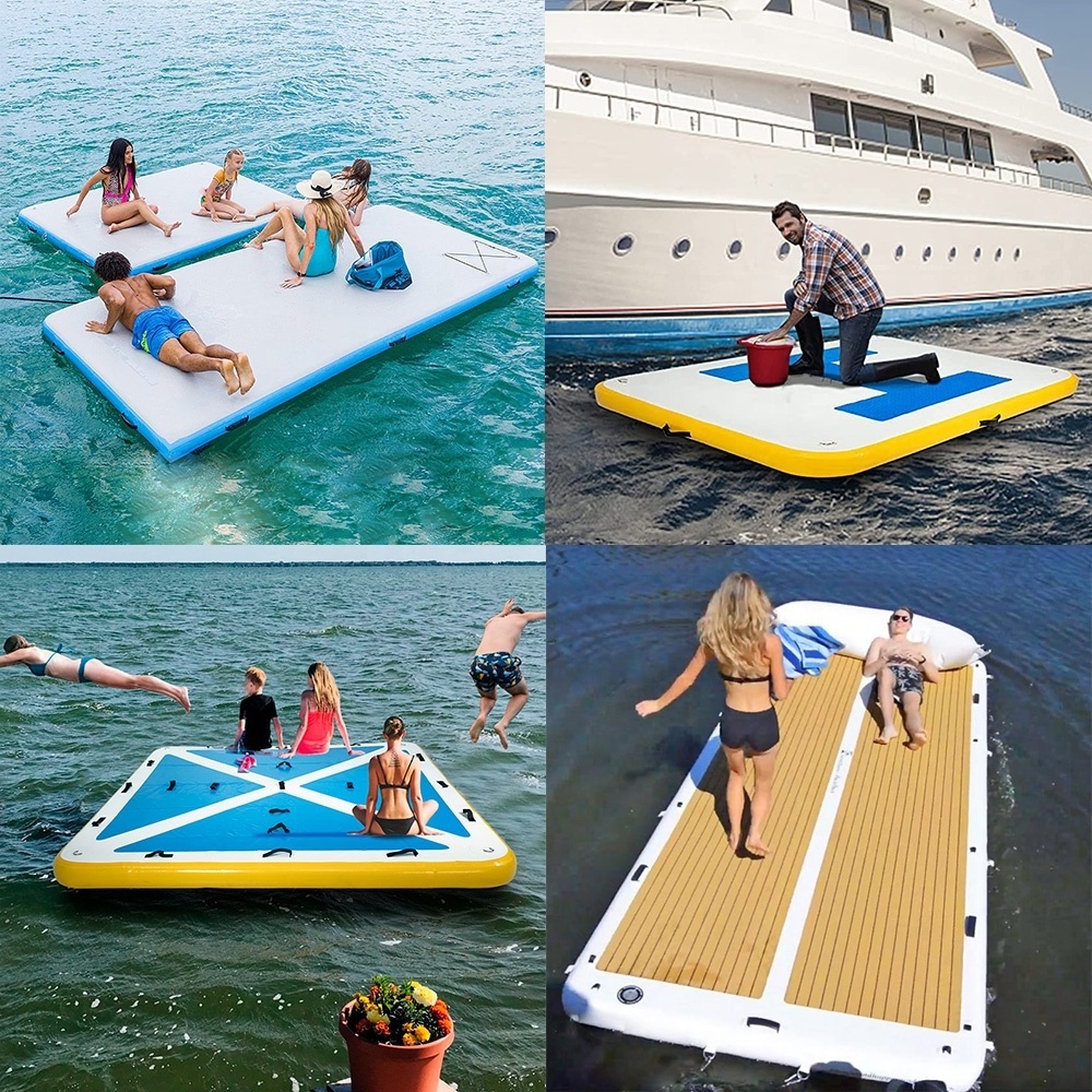 OEM ODM drop stitch DWF material water park equipment floating air pontoon inflatable dock deck platform