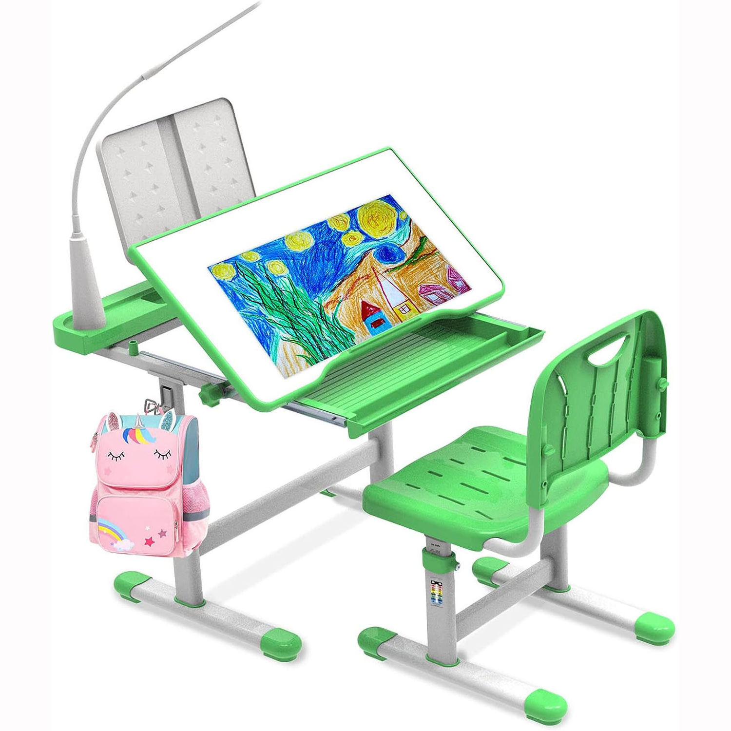 Best Selling Pink Height Adjustable Kids Functional Study Desk Writing Study Table Desk and Chair Set for Kid Children