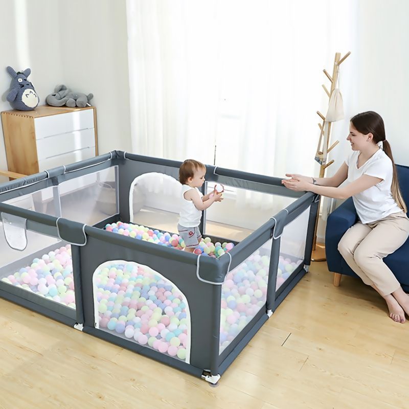 Portable indoor baby playpen With Gate Foldable Safety Fence Large Square Kid Football Fields Play Fence