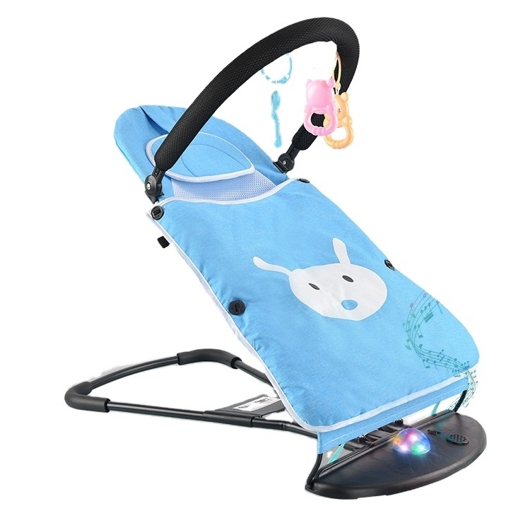 fashional Baby Cotton Fabric Reinforced Frame Playing Sleeping Rocking Chair Cradle with Toy Pendant Kids Swing Bassinet Chair