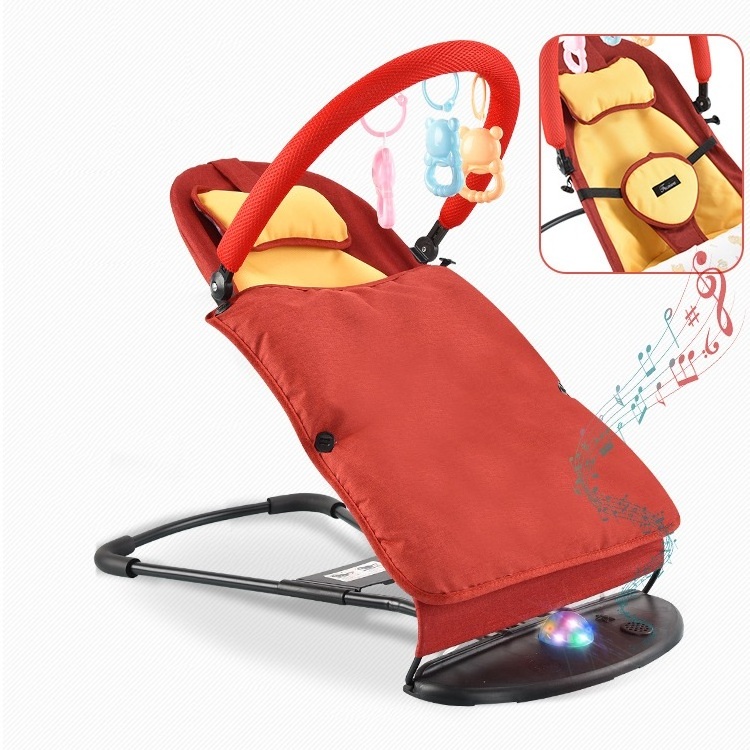 fashional Baby Cotton Fabric Reinforced Frame Playing Sleeping Rocking Chair Cradle with Toy Pendant Kids Swing Bassinet Chair