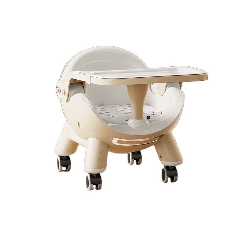 Baby high chair on wheels, home dining table, eating stool, convenient sitting, sitting, sliding