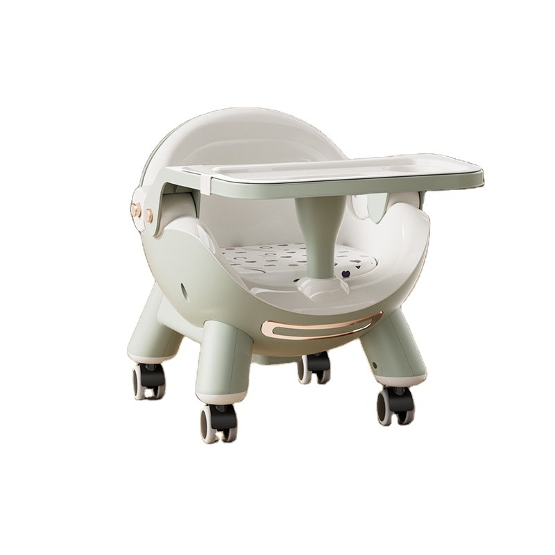 Baby high chair on wheels, home dining table, eating stool, convenient sitting, sitting, sliding