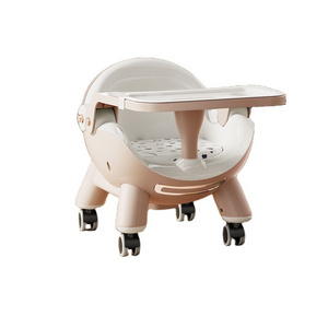 Baby high chair on wheels, home dining table, eating stool, convenient sitting, sitting, sliding