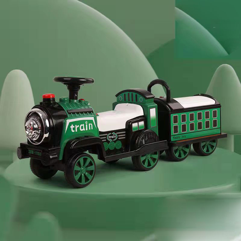 Portable train toys, trackless cars, charging remote control, two person interactive children's electric vehicles in stock