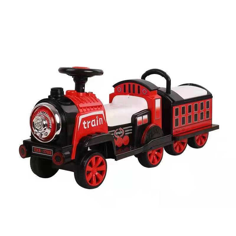 Portable train toys, trackless cars, charging remote control, two person interactive children's electric vehicles in stock