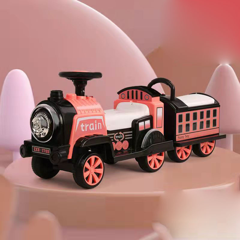 Portable train toys, trackless cars, charging remote control, two person interactive children's electric vehicles in stock