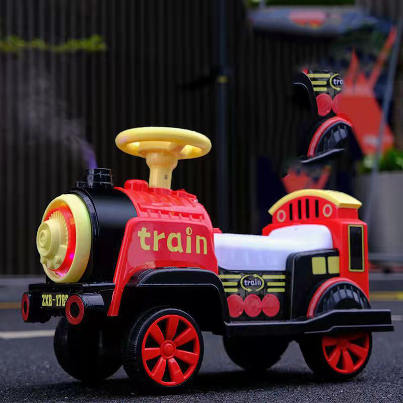 Portable train toys, trackless cars, charging remote control, two person interactive children's electric vehicles in stock