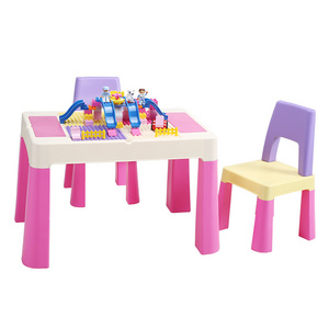 lego Early Educational Plastic Building Block Table Bricks Plastic Kids Children  table with chair