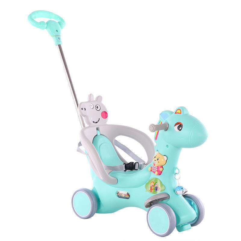 OEM 2023 Cute horse rocking horse children's small horse baby two-in-one yo-yo car toy widened base does not roll over