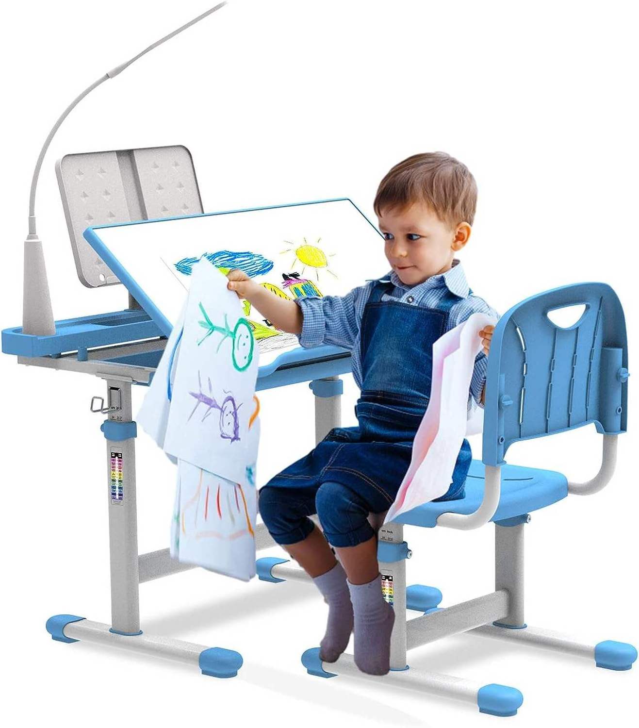 Best Selling Pink Height Adjustable Kids Functional Study Desk Writing Study Table Desk and Chair Set for Kid Children