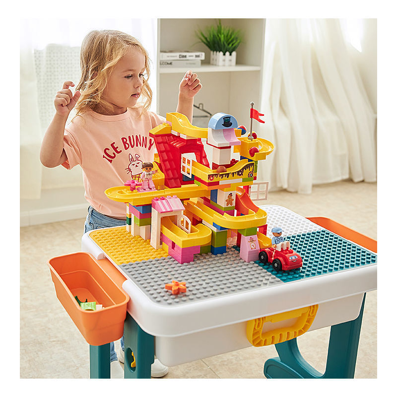 lego Early Educational Plastic Building Block Table Bricks Plastic Kids Children  table with chair