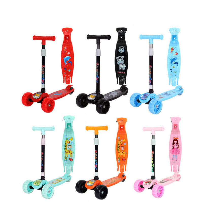 2024 Adjustable Height Skateboard Child Scooter Foldable Girls Mini Kids Kick Scooter With LED Light Kids Foot Scooter