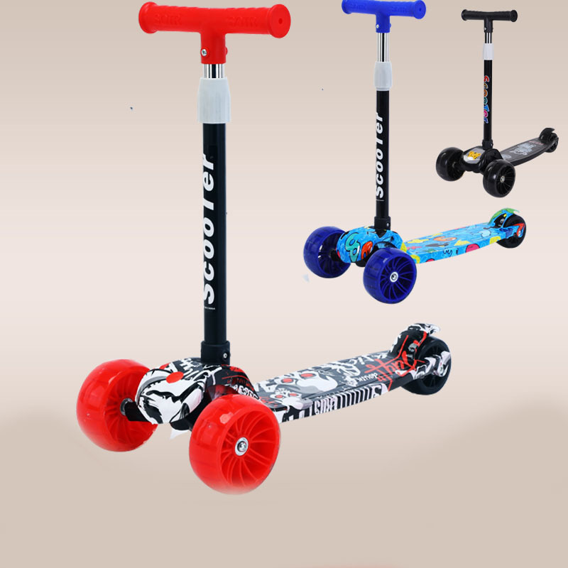 2024 Adjustable Height Skateboard Child Scooter Foldable Girls Mini Kids Kick Scooter With LED Light Kids Foot Scooter