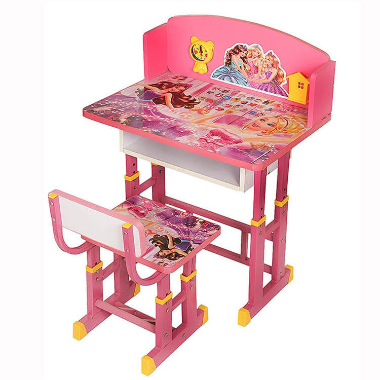 Pink Height Adjustable Best Selling   Kids Functional Study Desk Writing Study Table Desk and Chair Set for Kid Children