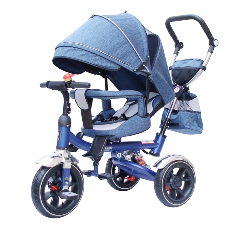 2022 HXN 3 Air tire wheels baby tricycle/Hot Sale Multifunction Baby Tricycle New Baby Walker Tricycle 4 In 1 Trike