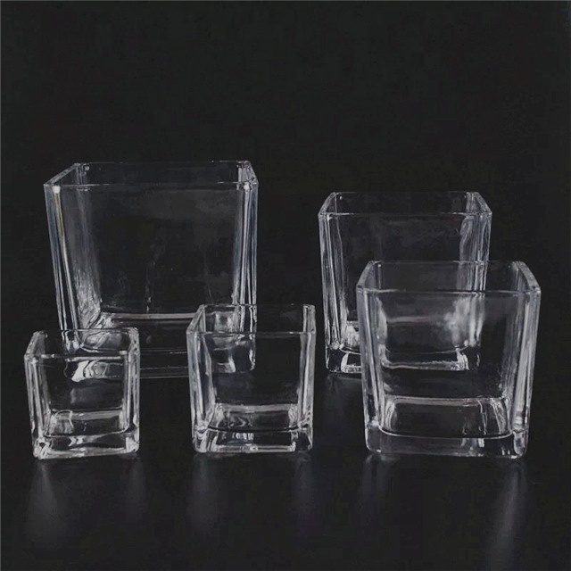 Square Glass Vase Recycled Glass Jars for candle making Square Glass Votive Candle Holder