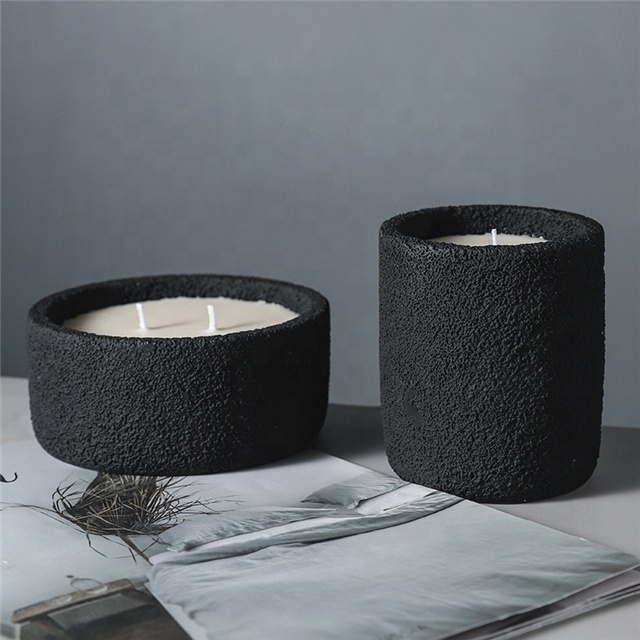 2024 Low Moq Colorful Empty Cement Jar Candle Pottery Concrete Candle Jar Ceramic Candle jars