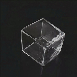 Square Glass Vase Recycled Glass Jars for candle making Square Glass Votive Candle Holder