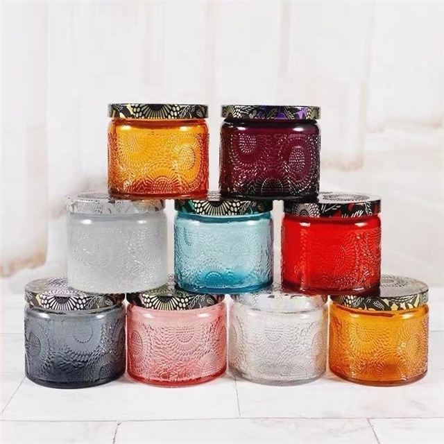 High quality unique luxury glass candle container clear glass candle jar glass jars for candle with lid