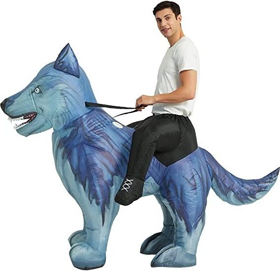 super september Air Blow up Funny Fancy Dress Party Halloween Adult Inflatable Wolf Costume Riding Dog