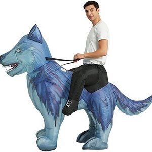 super september Air Blow up Funny Fancy Dress Party Halloween Adult Inflatable Wolf Costume Riding Dog