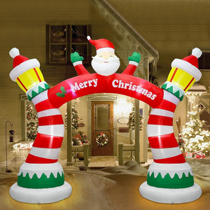 Factory Customization Inflatable Lighthouse Air Arch with Welcome Santa Outdoor Yard Christmas inflatable decoration