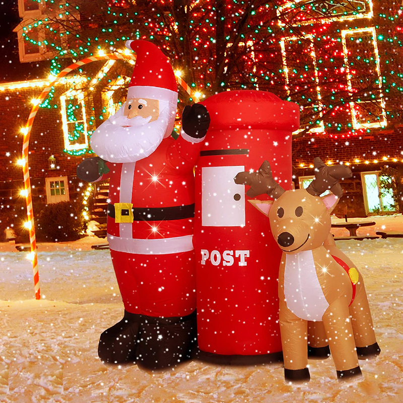 New  Christmas Luminous Inflatable Decoration Santa Claus Reindeer Mailbox model deer Outdoor Courtyard Christmas Inflatable