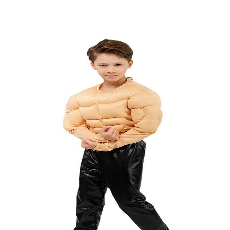 New design  fake chest fake abs funny boy muscle T-shirt role play performance costume adult Funny Halloween costume