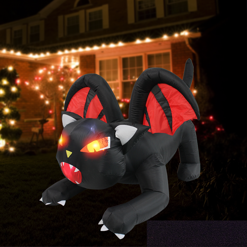 5ft led light outdoor lawn Giant Inflatable Black Cat for Halloween Decoration fall decor