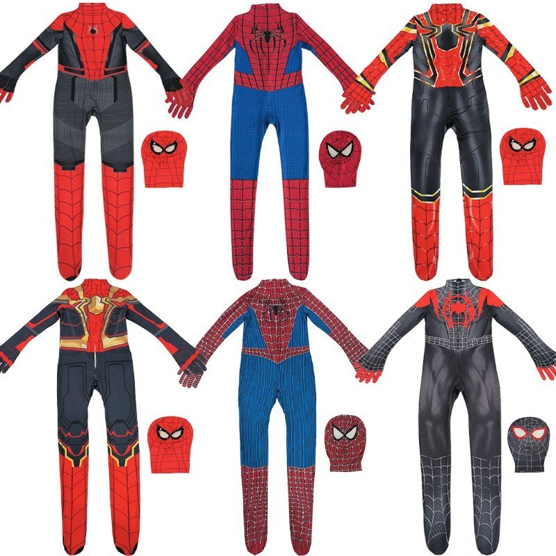 High quality Spider-Man Zentai Onesie Adult Children's Halloween costumes Male and Female Disfraz Spider-Man Cosplay costumes