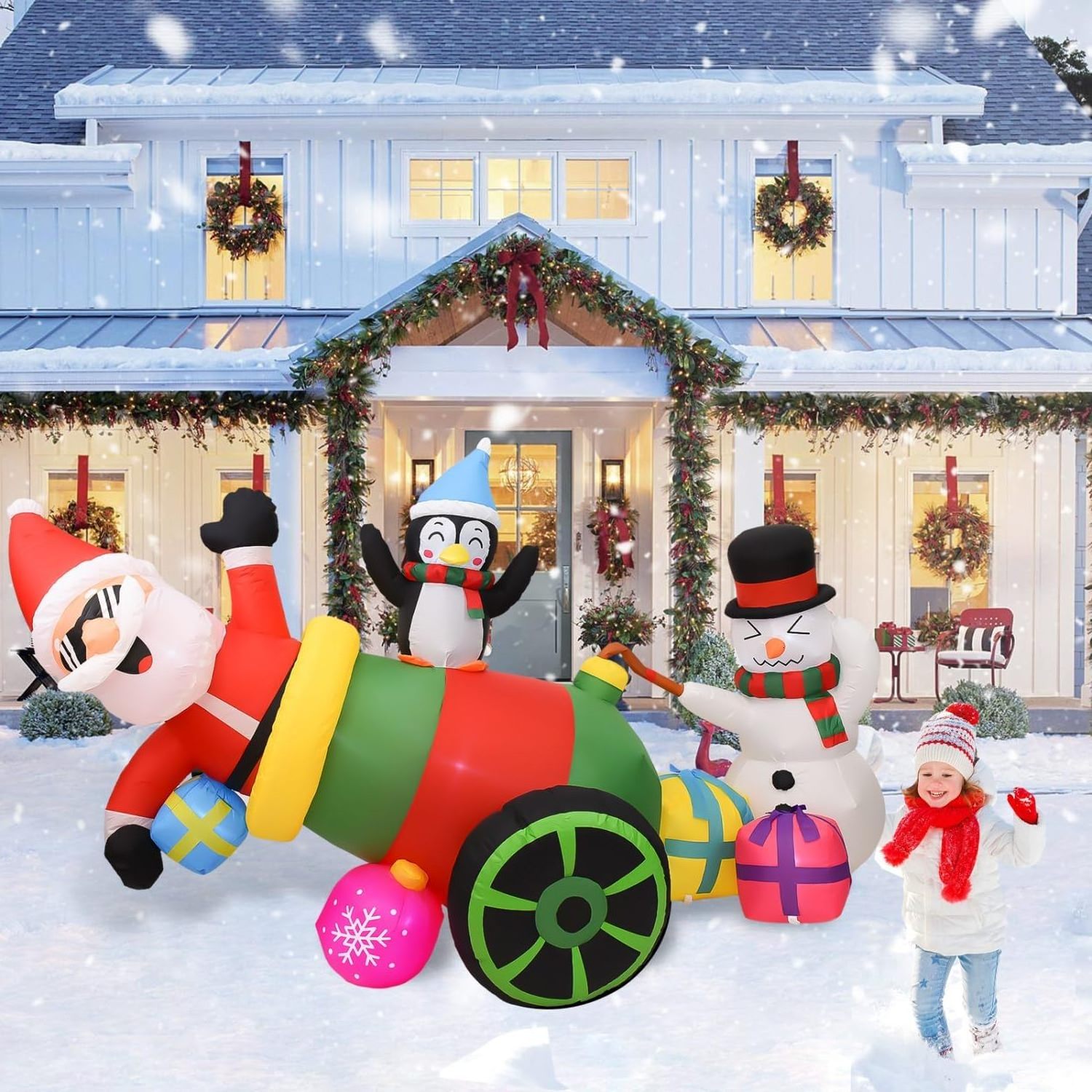 Custom Funny Christmas Inflatable Cannon Scene Outdoor Decorations Christmas Inflatable Yard Decoration