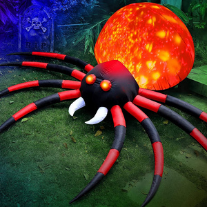 8-foot Outdoor Party Decoration Giant Horror Inflatable Flame Spider Garden Lawn Window Decoration for Halloween Inflatable