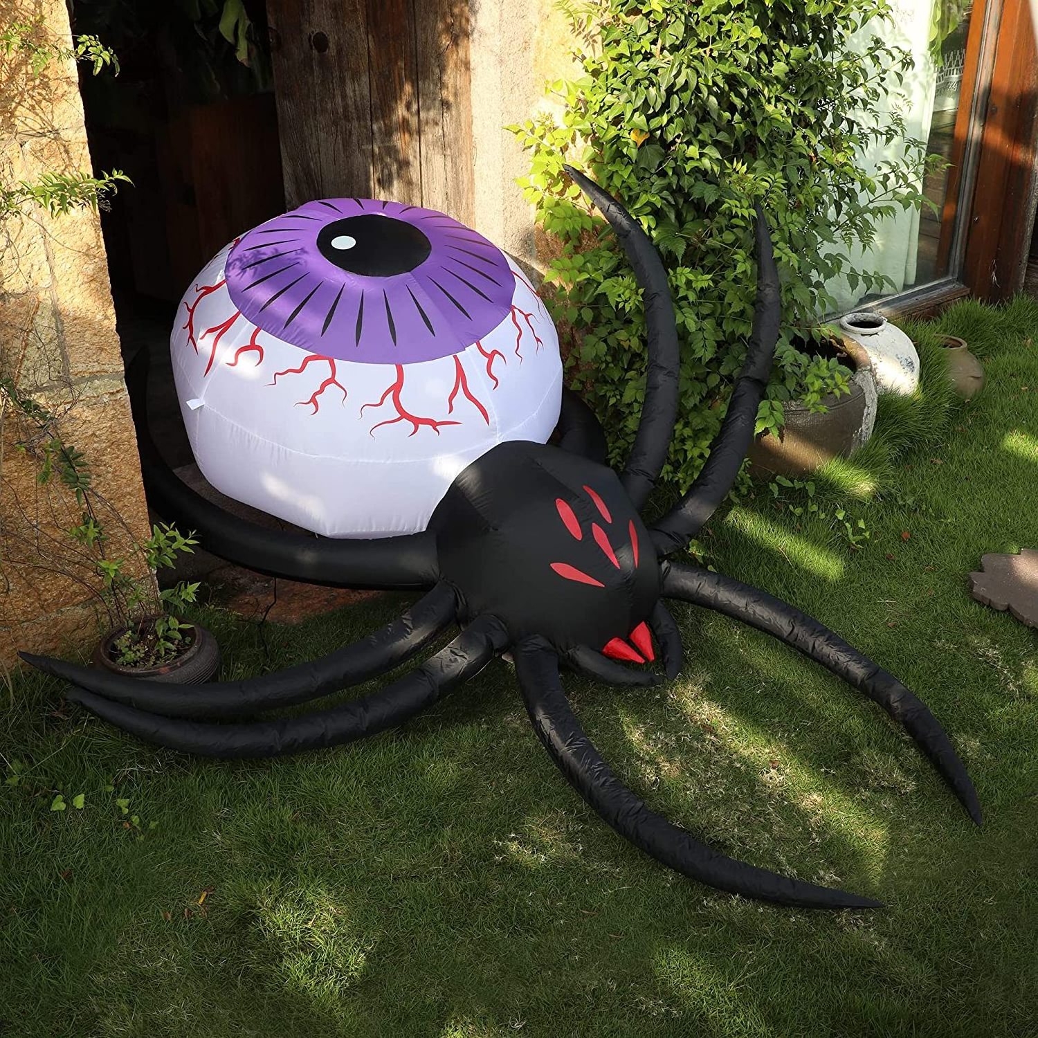 8-foot Outdoor Party Decoration Giant Horror Inflatable Flame Spider Garden Lawn Window Decoration for Halloween Inflatable