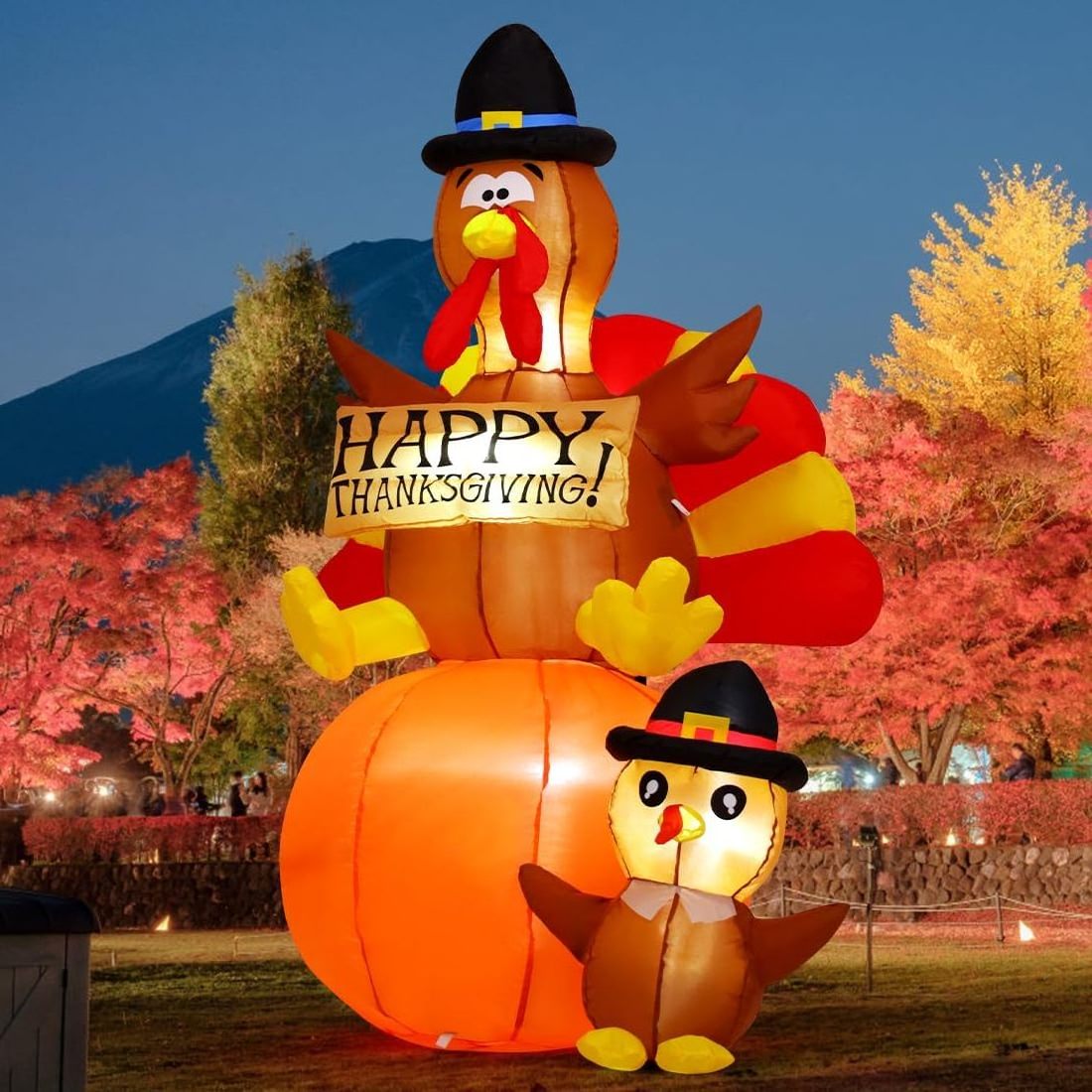 New Design Thanksgiving Inflatable Turkey on Pumpkin with Turkey Baby Outdoor Thanksgiving Decoration Inflatable Chicken