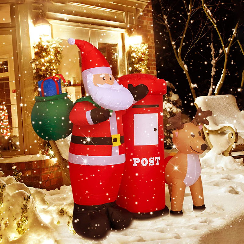 New  Christmas Luminous Inflatable Decoration Santa Claus Reindeer Mailbox model deer Outdoor Courtyard Christmas Inflatable