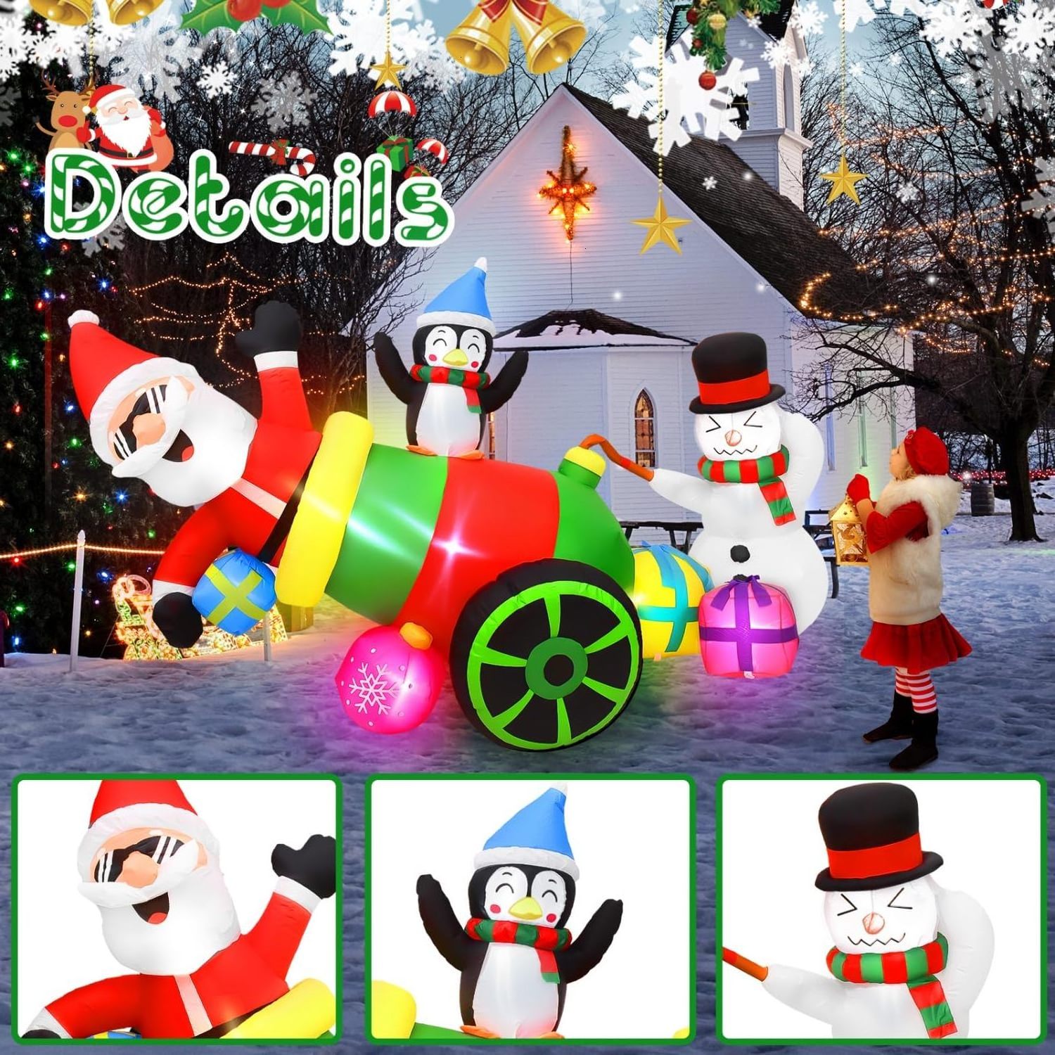 Custom Funny Christmas Inflatable Cannon Scene Outdoor Decorations Christmas Inflatable Yard Decoration