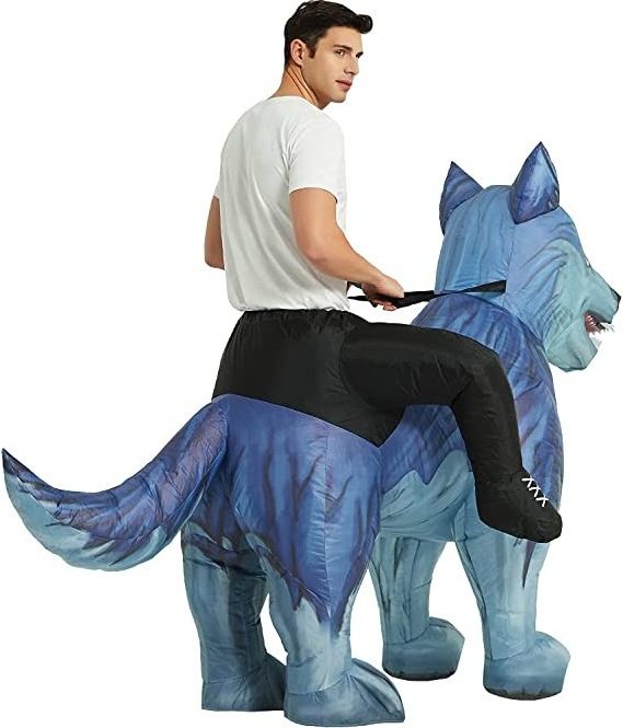 super september Air Blow up Funny Fancy Dress Party Halloween Adult Inflatable Wolf Costume Riding Dog