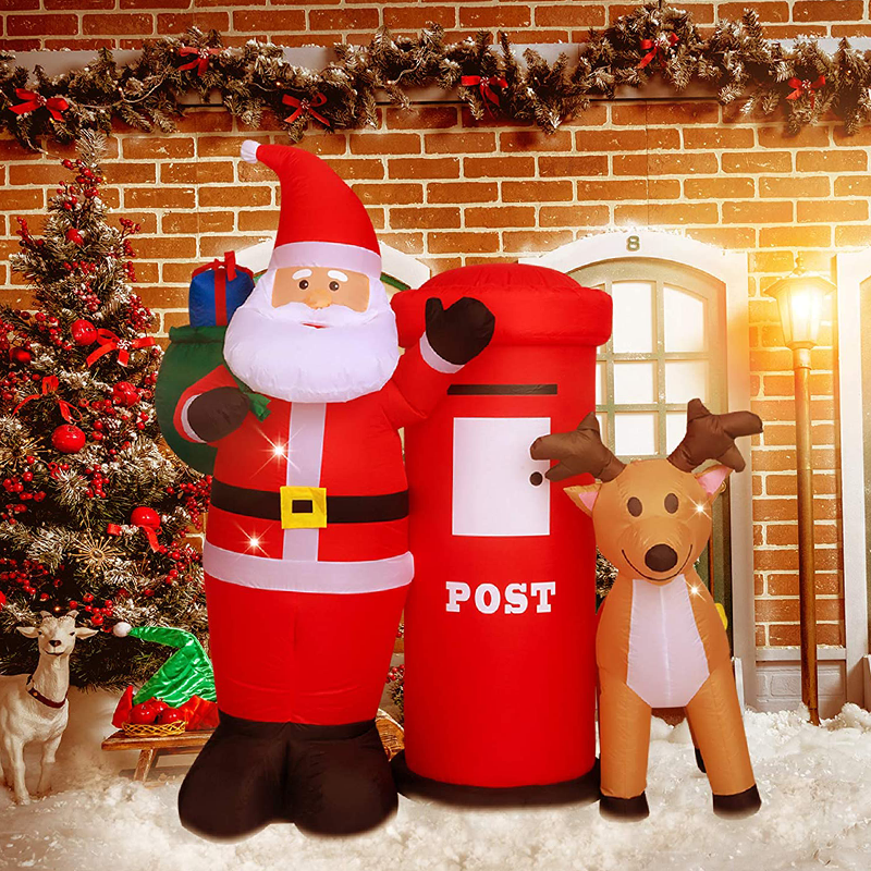 New  Christmas Luminous Inflatable Decoration Santa Claus Reindeer Mailbox model deer Outdoor Courtyard Christmas Inflatable