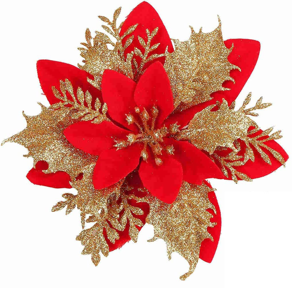 Factory Direct Cheap Fashionable Christmas  Holiday Decoration poinsettia flower christmas artificial flowers