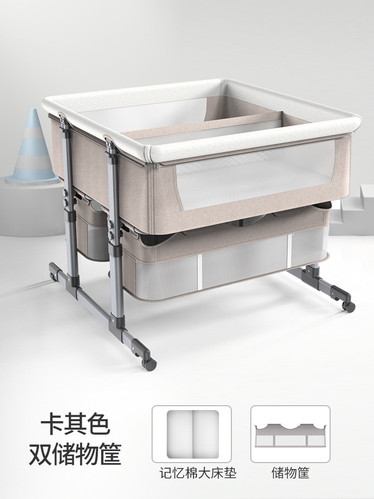 Portable and Easy Foldable Twin Cot Bed Beside Cribs Baby Metal Modern New Products 2024 Baby Crib Accept Customized Logo 15kgs