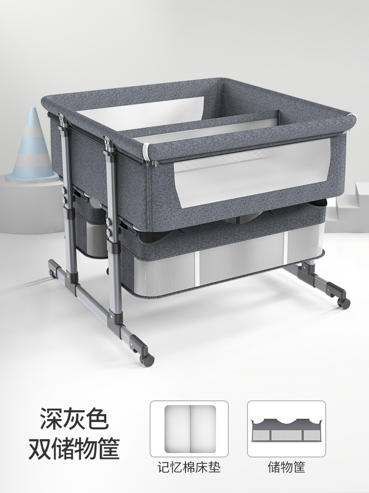 Portable and Easy Foldable Twin Cot Bed Beside Cribs Baby Metal Modern New Products 2024 Baby Crib Accept Customized Logo 15kgs