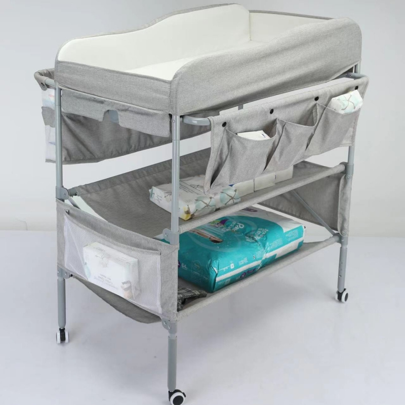 Foldable Baby Diaper Table Portable Changing Table with Wheels Folding Multifunction Bag in Box Manual Baby Changer 0-12 MONTHS