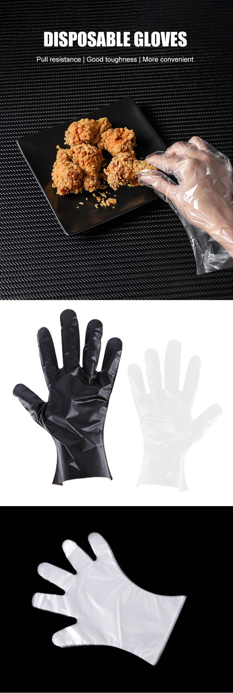 Factory Restaurant Clear Poly Glove Easy Work PE Sanitary Cleaning Clear Disposable Plastic Gloves