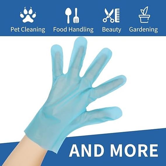 Plastic Hand Gloves Latex-Free Food Grade Cleaning Powder Free Oil Tight Disposable TPE Gloves Blue