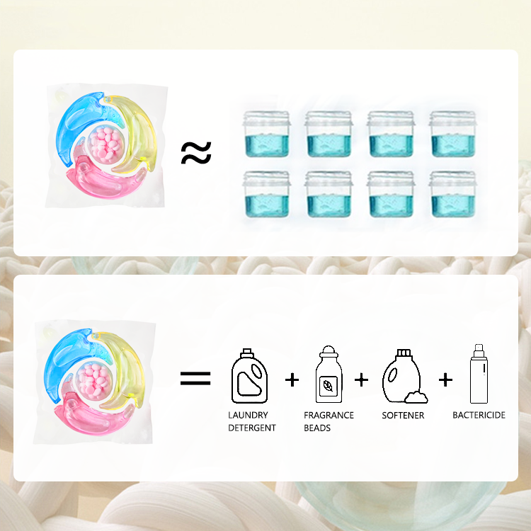 OEM/ODM Laundry Detergent Capsule Pods Flower Scent Color Protect Soften Clothes Stain Removal Laundry Gel Pods 4 in 1