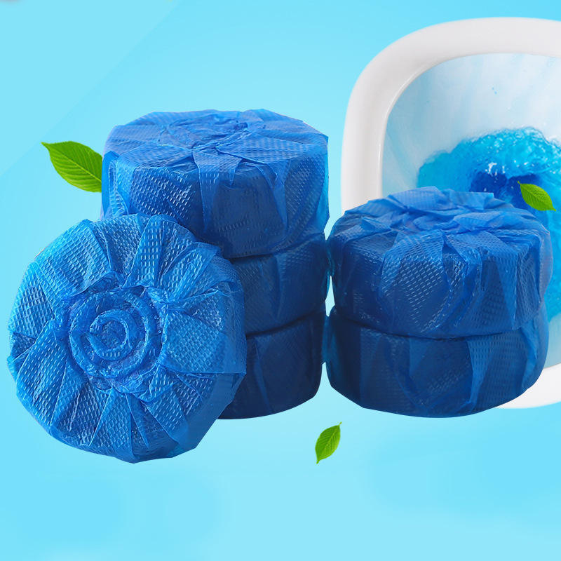 Custom Blue Toilet Bowl Cleaner Tablets Deodorizer Air Freshener Blue Bubbles Solid Block Toilet Cleaning Tablet